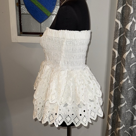 Sea New York Tiered Eyelet Smocked Mini Skirt/ Strapless Top SZ medium - Picture 5 of 10